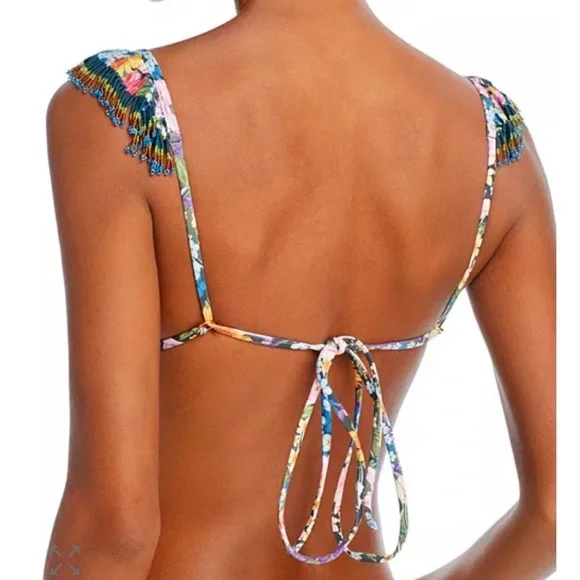 Agua Bendita Rosie Dreamin Bikini Top NWT Size M Beaded Straps - Picture 5 of 12
